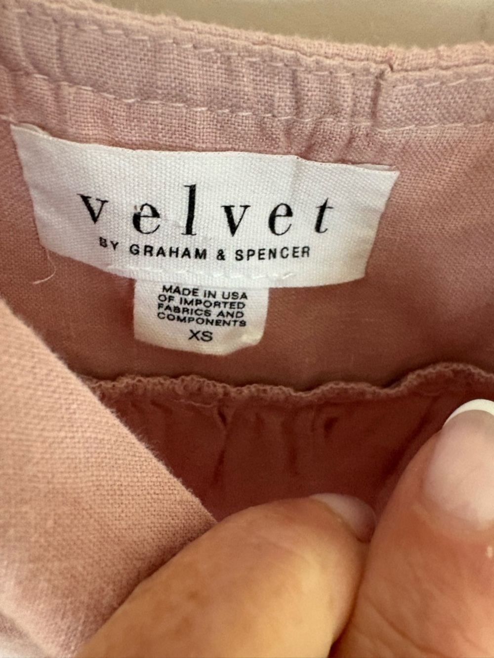 Blush Pink Linen Spaghetti Strap Sundress XS relaxed by Velvet - Picture 4 of 10